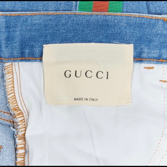 GUCCI blue denim red green web trim 90's flared - Picture 3 of 10